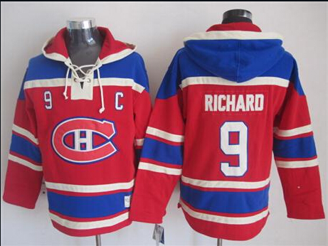 Montreal Canadiens #9 Maurice Richard Red Old Time Hockey hoodies Montreal Canadiens #9 Maurice Richard Red Old Time Hockey hoodies